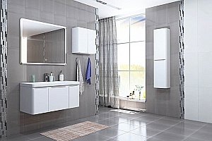 Тумба с раковиной Акватон Шерилл 105  белая глянцевая для ванной в интернет-магазине Sanbest