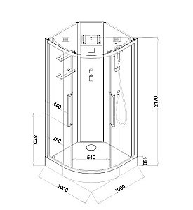 Душевая кабина Acquazzone Alexandra 100х100 купить в интернет-магазине Sanbest