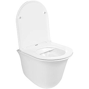 Унитаз подвесной WeltWasser AMBERG 497 + TELBACH 004 GL-WT + AMBERG RD-WT белый глянцевый, безободковый, с крышкой микролифт, с инсталляцией и белой кнопкой купить в интернет-магазине Sanbest