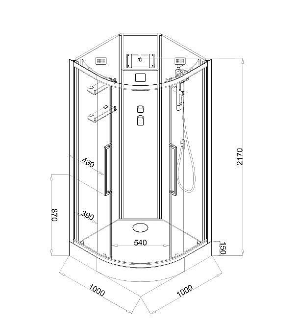 Душевая кабина Acquazzone Alexandra 100х100 купить в интернет-магазине Sanbest