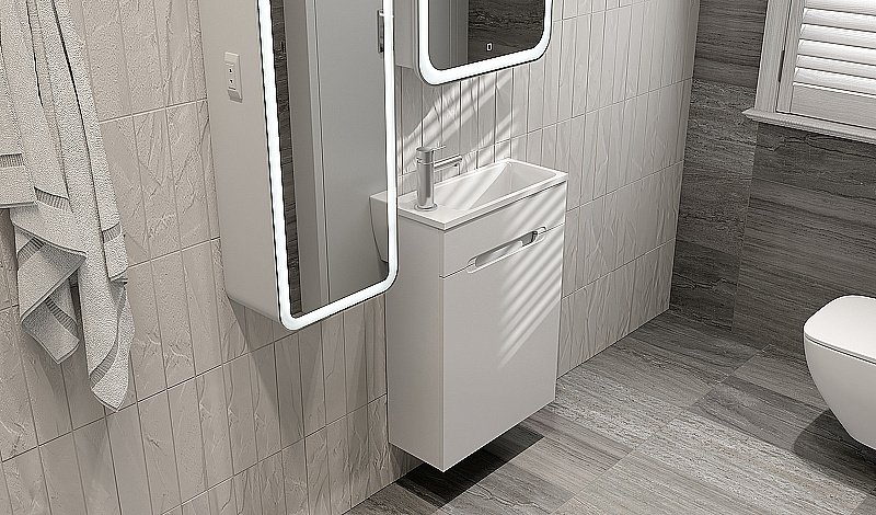 Тумба с раковиной Jorno Modul 50 белая для ванной в интернет-магазине Sanbest