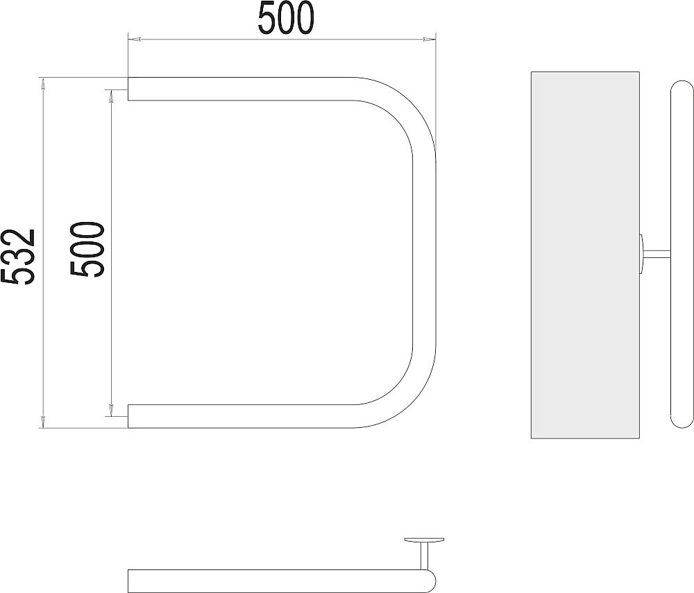 Полотенцесушитель водяной Terminus П-обр AISI 32х2 500х500 купить в интернет-магазине сантехники Sanbest