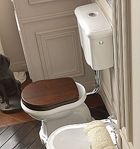 Унитаз напольный Kerasan Retro 1010 с низким бачком 1082 Белый/кнопка хром купить в интернет-магазине Sanbest