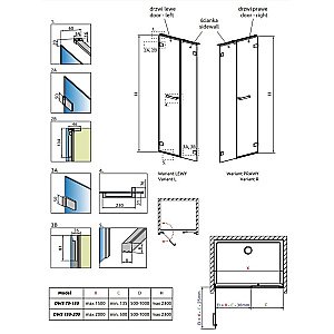 Душевая дверь Radaway Arta QL DWS 150-200 10102505-03-01+10102506-03-01 стекло прозраное/профиль хром купить в интернет-магазине Sanbest
