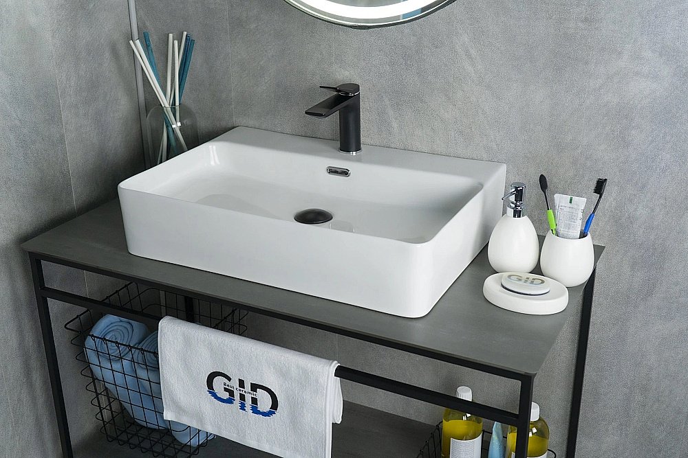 Раковина накладная Gid Geometrico 60 N9256 51172 белая купить в интернет-магазине Sanbest