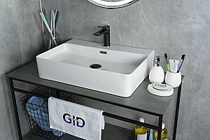 Раковина накладная Gid Geometrico 60 N9256 51172 белая купить в интернет-магазине Sanbest