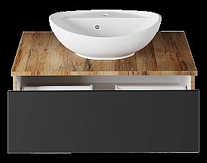 Тумба с раковиной Misty Ива - 90 П-Ива-01090-481Я графит/дуб вотан для ванной в интернет-магазине Sanbest