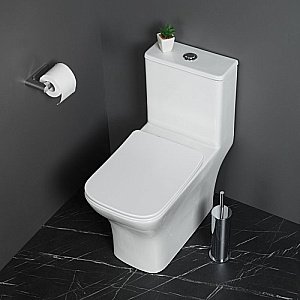 Унитаз-моноблок BelBagno NEON BB8617CPR-MN/SC белый, с крышкой микролифт, безободковый купить в интернет-магазине Sanbest