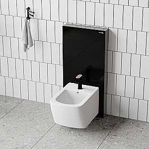 Инсталляция для биде со смесителем WasserKraft Naab 86BDT.050.BL.SQ8506 черная панель/смеситель белый Soft-touch купить в интернет-магазине сантехники Sanbest