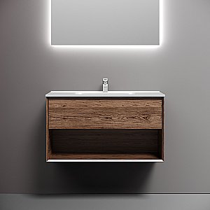 Тумба с раковиной Sancos Marmi 1.0 90 MR1.090ECH дуб чарльстон для ванной в интернет-магазине Sanbest