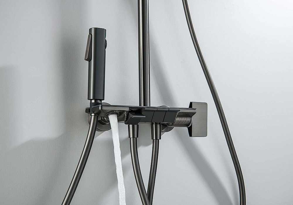 Душевая система Aquatek Поларис AQ3040BGM черная/хром шлифованный купить в интернет-магазине сантехники Sanbest