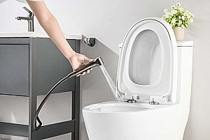 Смеситель для раковины Aquatek Лугано AQ1712BGM 106 оружейная сталь, с гигиеническим душем купить в интернет-магазине сантехники Sanbest