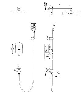 Душевая система встраиваемая WONZON & WOGHAND FLEX, Темный графит (WW-88939072-BGM) купить в интернет-магазине сантехники Sanbest