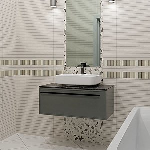 Тумба с раковиной LA FENICE Elba Grigio 100 серая/столешница черная для ванной в интернет-магазине Sanbest