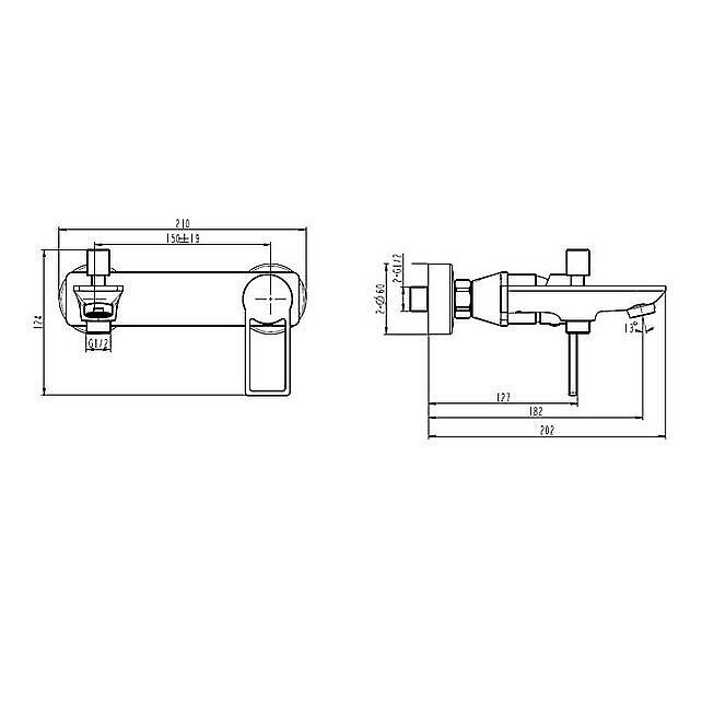 Смеситель для ванны Caprigo KUB 54-011 золото матовое купить в интернет-магазине сантехники Sanbest