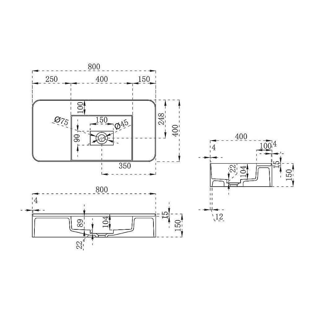 Раковина подвесная Vincea 80 VWB-6S480MW белая матовая купить в интернет-магазине Sanbest