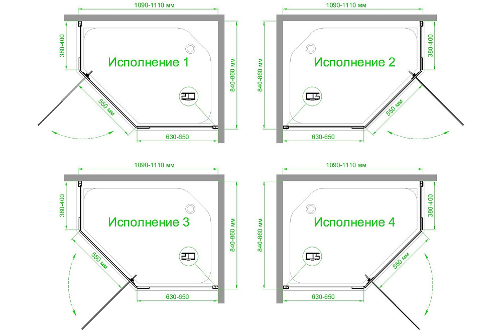 Душевой уголок Royal Bath TR RB1185TR-T-BL 85х110 прозрачное стекло/профиль черный купить в интернет-магазине Sanbest