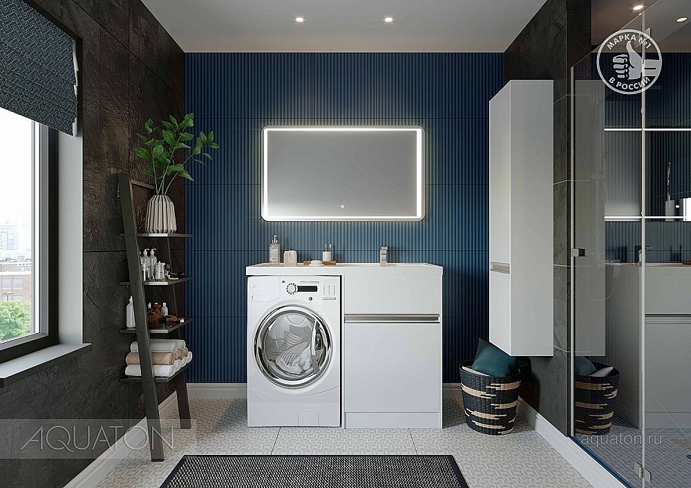 Пенал Акватон Лондри белый для ванной в интернет-магазине сантехники Sanbest