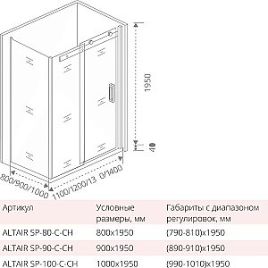 Душевой уголок Good door ALTAIR WTW+SP 140x80 купить в интернет-магазине Sanbest