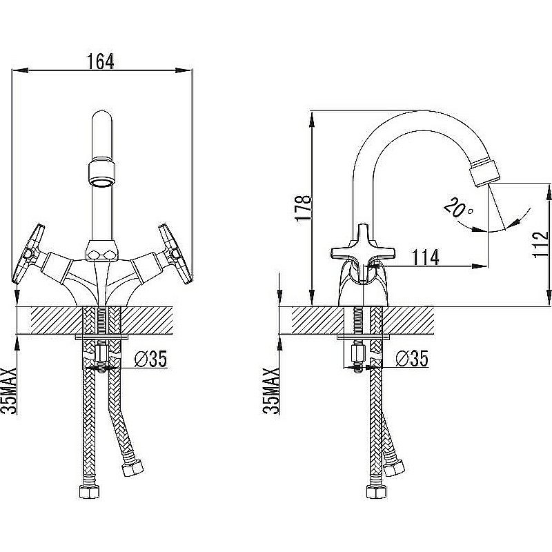 Смеситель для раковины Kaiser Crystal 28111 купить в интернет-магазине сантехники Sanbest