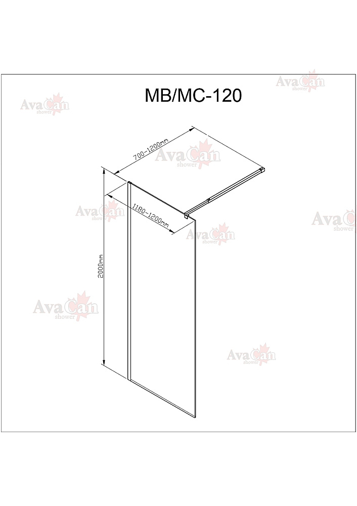 Душевое ограждение AvaCan MC120 профиль хром/стекло прозрачное купить в интернет-магазине Sanbest