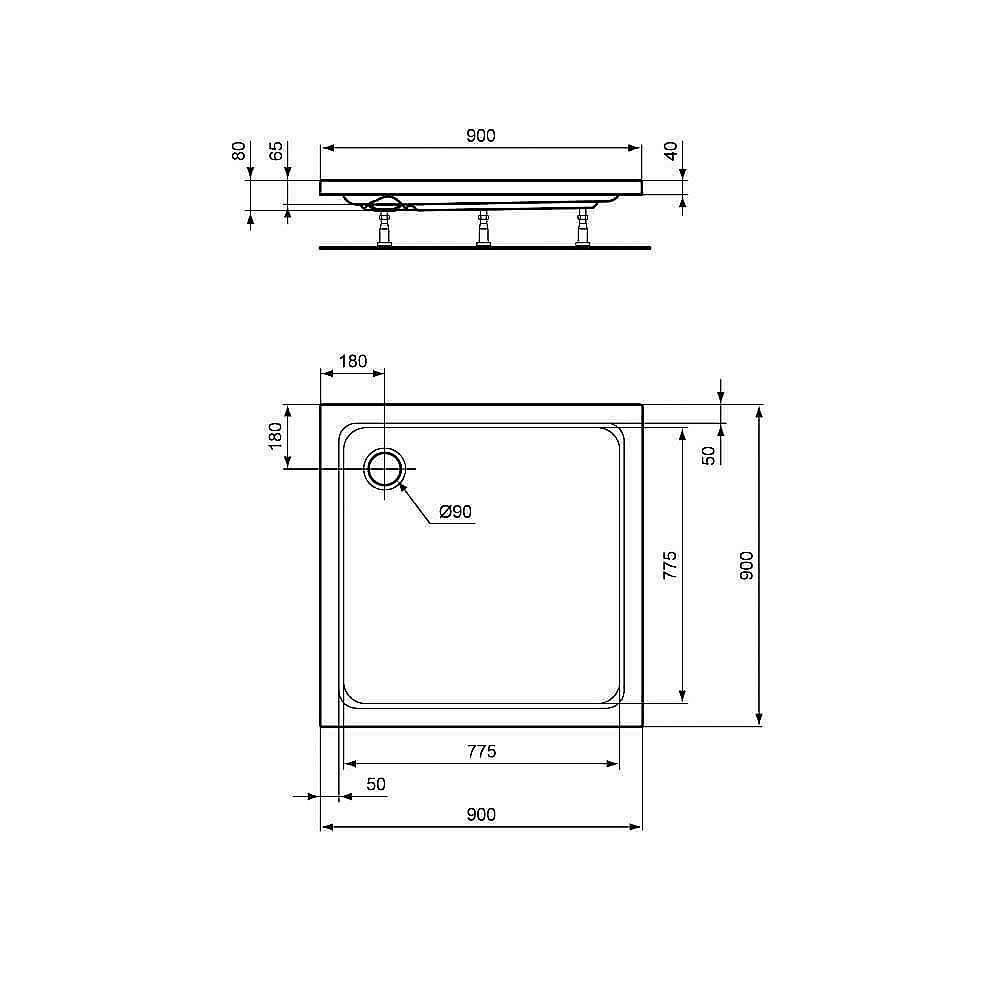 Душевой поддон Ideal Standard Hotline K276701 90x90 купить в интернет-магазине Sanbest