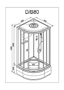 Душевая кабина DTO D80S с пультом 80х80 купить в интернет-магазине Sanbest