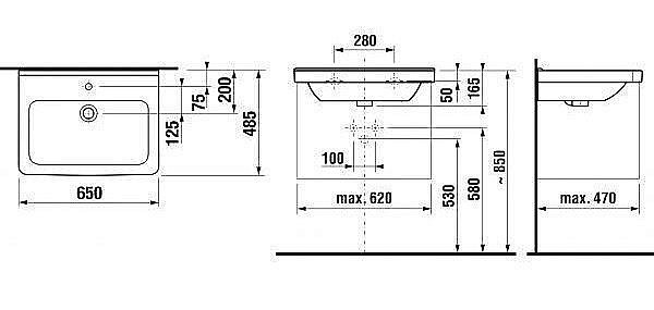 Раковина на полупьедестале Jika Cubito 65 купить в интернет-магазине Sanbest
