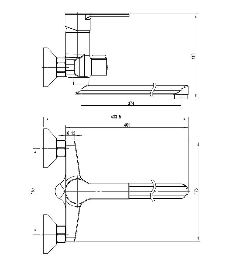 Смеситель для ванны Rush Madeira MA3245-51 хром купить в интернет-магазине сантехники Sanbest