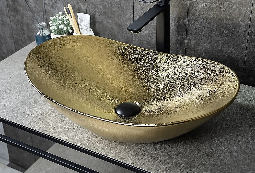 Раковина накладная Gid Lago 61 Gd9811 53340 золото купить в интернет-магазине Sanbest