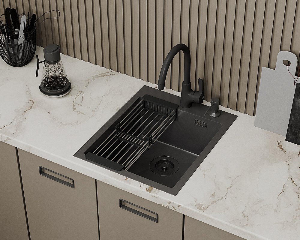 Кухонная мойка D&K 41х50 DKS415006 графит купить в интернет-магазине сантехники Sanbest