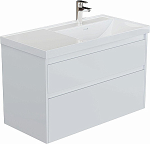 Тумба с раковиной Aquanet Nova Lite 2.0 90 346310+347436 белая глянцевая, правосторонняя для ванной в интернет-магазине Sanbest