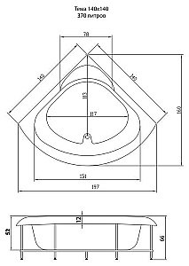 Акриловая ванна Aquatika Тема Standart 140х140 купить в интернет-магазине Sanbest