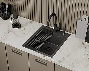 Кухонная мойка D&K 41х50 DKS415006 графит купить в интернет-магазине сантехники Sanbest