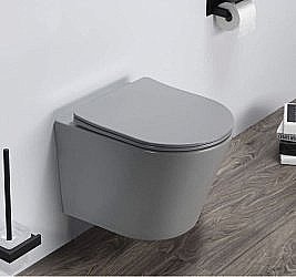 Унитаз подвесной CeramaLux B2330-3MH светло-серый матовый, безободковый, с крышкой микролифт купить в интернет-магазине Sanbest