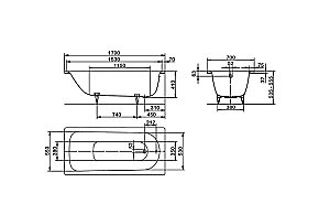 Ванна стальная Kaldewei Saniform Plus 363-1 170x70 111830003001 Antislip Perl-Effekt белый купить в интернет-магазине Sanbest
