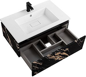 Тумба с раковиной Cezares Slider 80 SLIDER-800-1C-SO-NF черный фьюжн для ванной в интернет-магазине Sanbest