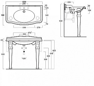 Консоль с раковиной Tiffany World Bristol TWBR874 105 хром с 1 отверстием для ванной в интернет-магазине сантехники Sanbest