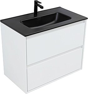Тумба с раковиной Aquanet Милан 336369/329255 80 белый глянец для ванной в интернет-магазине Sanbest