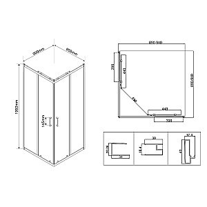 Душевой уголок Vincea City VSS-5CT900CLB 90х90 стекло прозрачное/профиль черный купить в интернет-магазине Sanbest