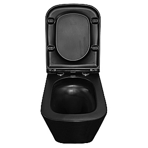 Унитаз подвесной Azario Teramo AZ-0052-UQ3MB черный матовый, безободковый, с крышкой микролифт, слив торнадо купить в интернет-магазине Sanbest