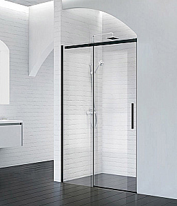 Душевая дверь BelBagno ACQUA BF-1 130 стекло прозрачное/профиль черный купить в интернет-магазине Sanbest