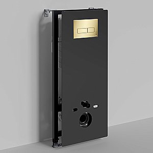 Инсталляция для унитаза WasserKraft Abens 20TLT.010.ME.BL.PG03  черная панель/кнопка золото глянец купить в интернет-магазине сантехники Sanbest