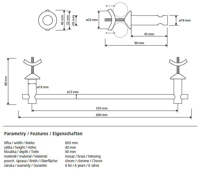 Держатель полотенец на радиатор Bemeta Rawell 134504202 купить в интернет-магазине сантехники Sanbest