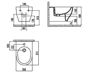 Биде подвесное Creavit Mare MA510-00CB00E купить в интернет-магазине Sanbest