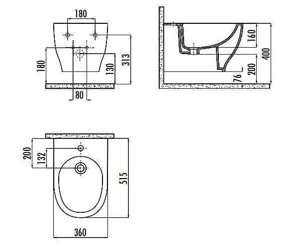 Биде подвесное Creavit Mare MA510-00CB00E купить в интернет-магазине Sanbest