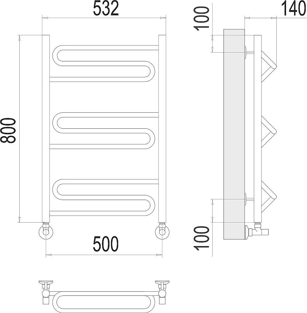 Полотенцесушитель водяной Terminus Юпитер П9 500х800 купить в интернет-магазине сантехники Sanbest