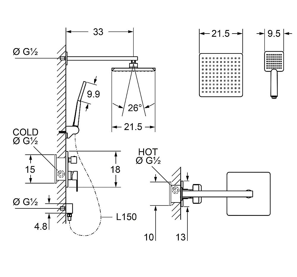 Душевая система Laguraty 2158 купить в интернет-магазине сантехники Sanbest