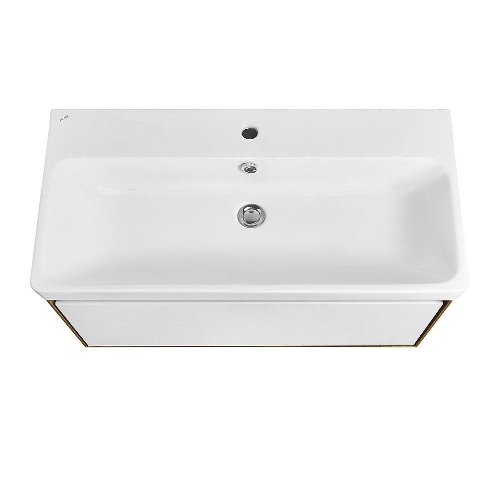 Тумба с раковиной Акватон Либерти 90 дуб эльвезия/белый глянец для ванной в интернет-магазине Sanbest