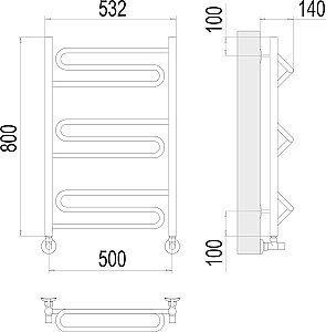 Полотенцесушитель водяной Terminus Юпитер П9 500х800 купить в интернет-магазине сантехники Sanbest